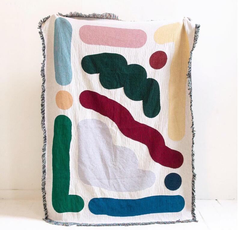 Outdoor Camping Rugs - สีเส้นผ้าฝ้าย Camping ผ้าห่มผ้าห่ม Leisure โซฟาพรมผ้าเช็ดตัวผ้าห่ม Tapestry