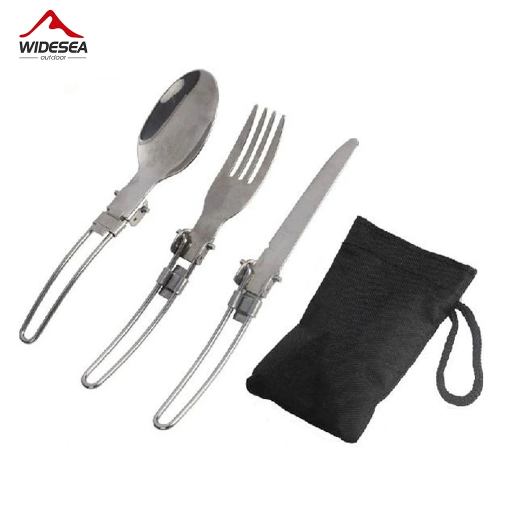 Outdoor Camping Dining Set - ชุดช้อนส้อมสแตนเลสพกพาสำหรับตั้งแคมป์ ปิกนิก เดินทาง 3 ชิ้น 1