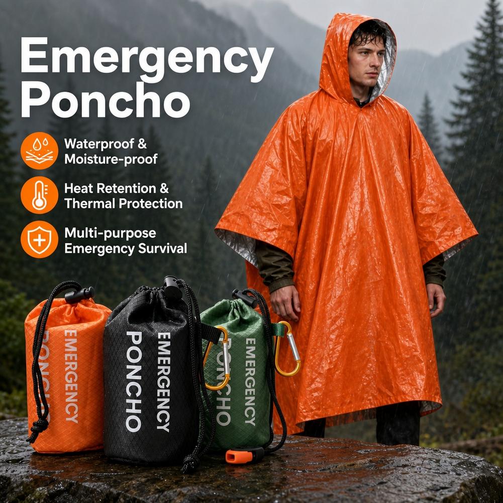ชุดเสื้อกันฝนฉุกเฉินแบบพกพา เส - Camping Rain Poncho บทวิจารณ์และราคา