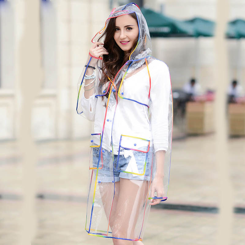 เสื้อกันฝนโปร่งใสมีขอบสีรุ้งหล - Camping Rain Poncho บทวิจารณ์และราคา